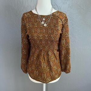 Rust orange paisley print top